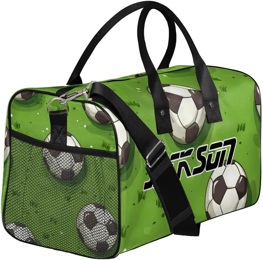 TropicalLife Personalized Grasslands Football Duffel Bag Custom Name Gym Bags Carry On Travel Bag Weekender Overnight Bag for Women Men,