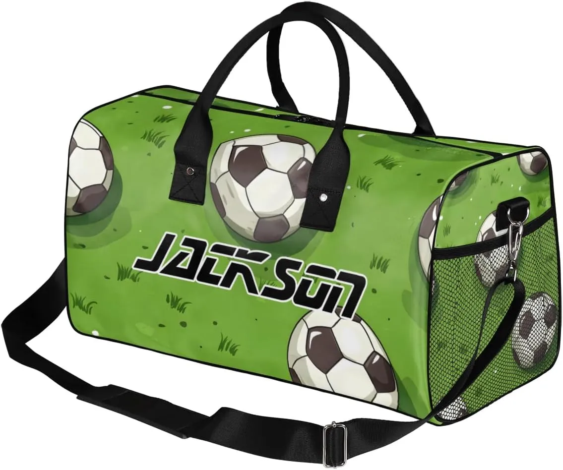 TropicalLife Personalized Grasslands Football Duffel Bag Custom Name Gym Bags Carry On Travel Bag Weekender Overnight Bag for Women Men,