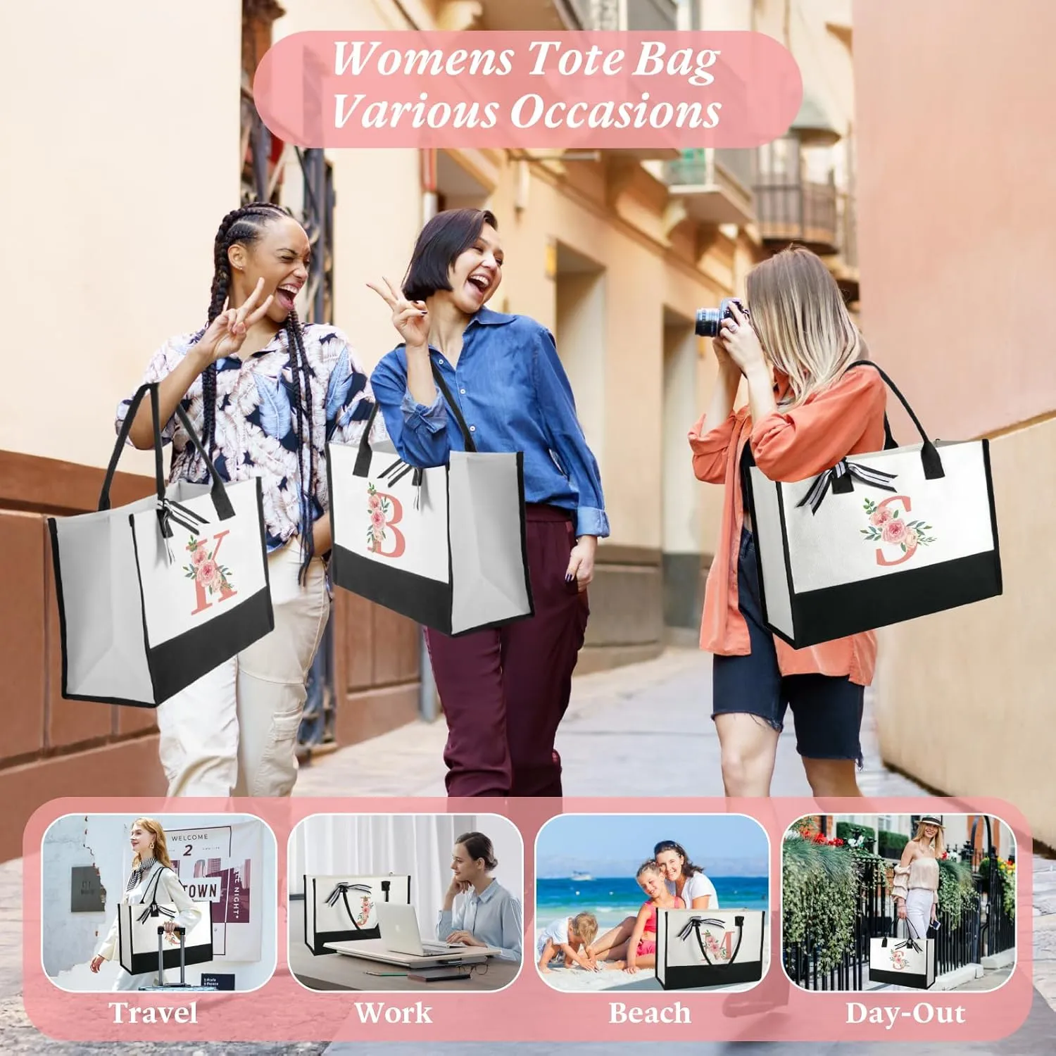 TRSODD Birthday Gifts for Women Mothers Day Gifts for Mom Wife Grandma Daughter Sister Friends Bridesmaid Teacher Appreciation Tote Bag and Makeup Bag