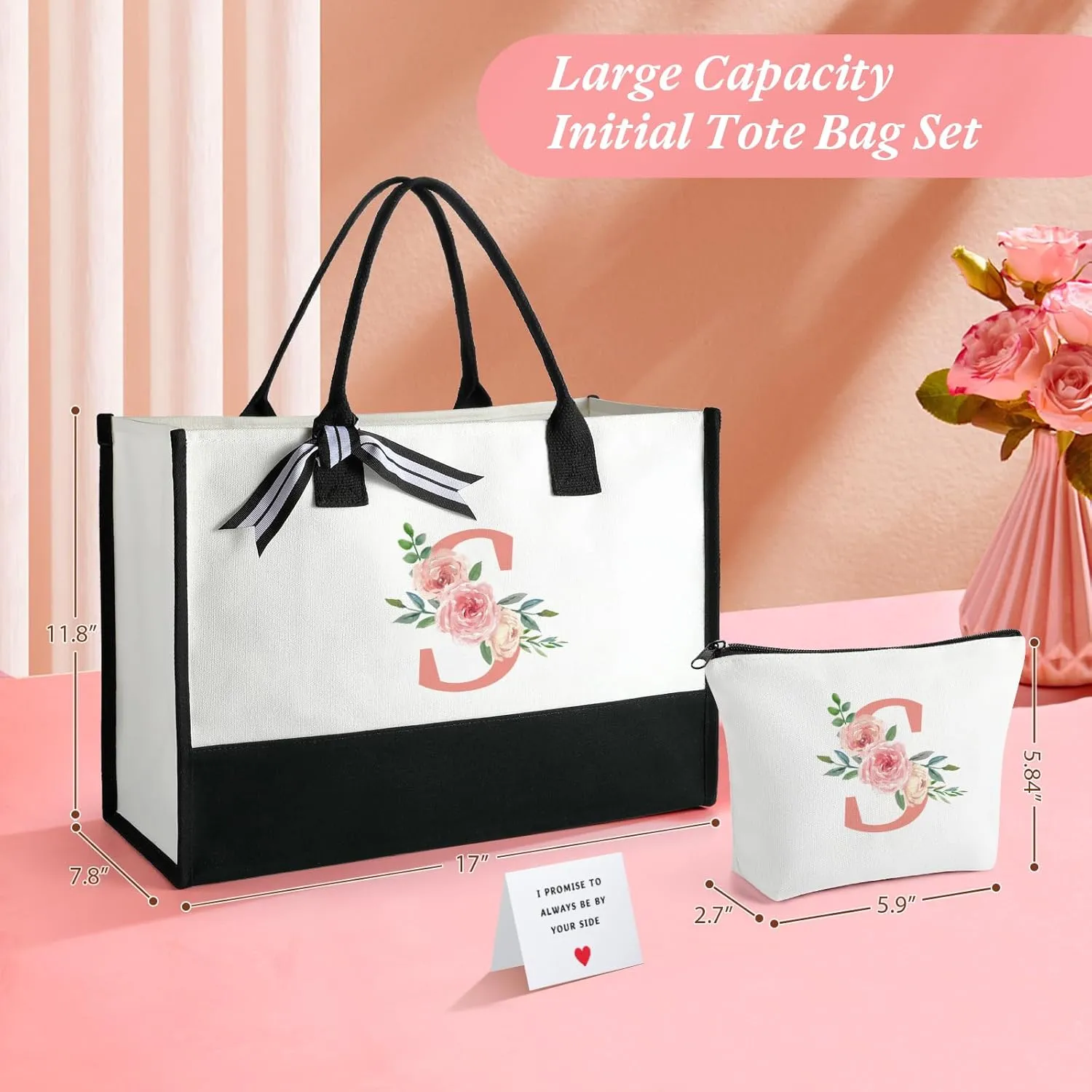 TRSODD Birthday Gifts for Women Mothers Day Gifts for Mom Wife Grandma Daughter Sister Friends Bridesmaid Teacher Appreciation Tote Bag and Makeup Bag