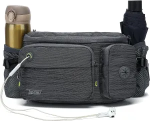 TUDEQU Waist Bag for Men, Mens Fanny Pack Crossbody, Large Fanny Pack for Men with Water Bottle Holders, Hiking Waist Pack