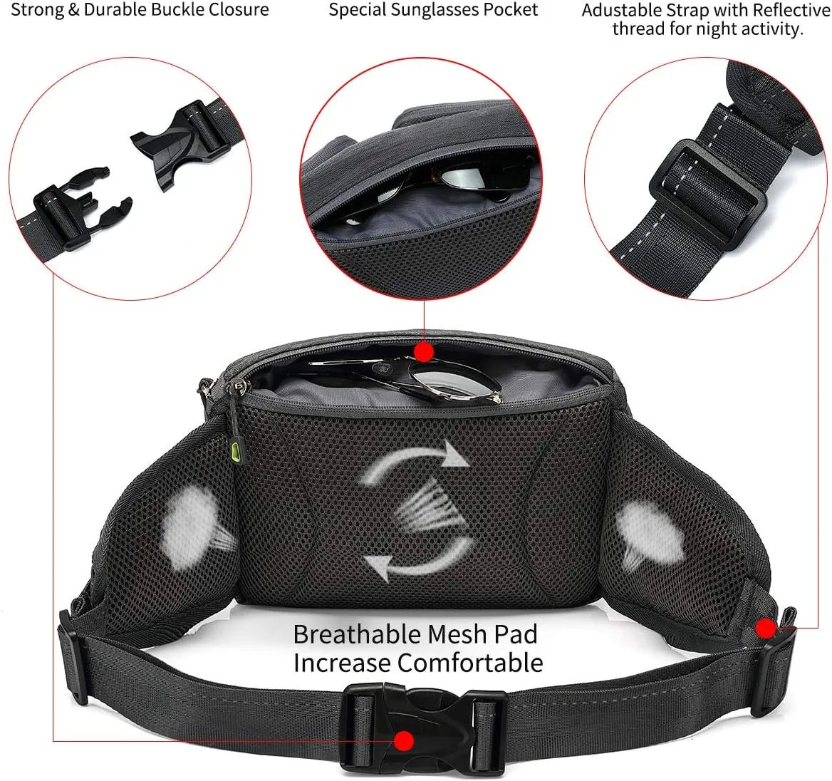 TUDEQU Waist Bag for Men, Mens Fanny Pack Crossbody, Large Fanny Pack for Men with Water Bottle Holders, Hiking Waist Pack
