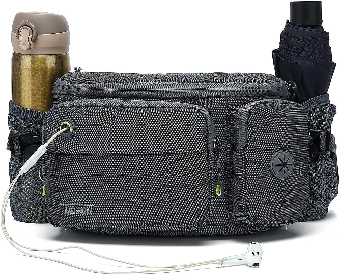 TUDEQU Waist Bag for Men, Mens Fanny Pack Crossbody, Large Fanny Pack for Men with Water Bottle Holders, Hiking Waist Pack