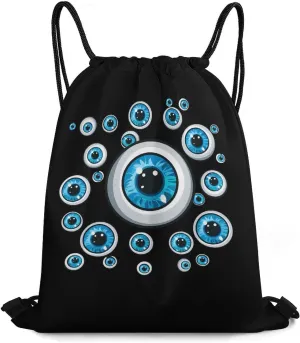 Turkish Blue Evil Eyes Drawstring Backpack Lightweight String Bag Sports Gym Bag Sackpack for Men Women