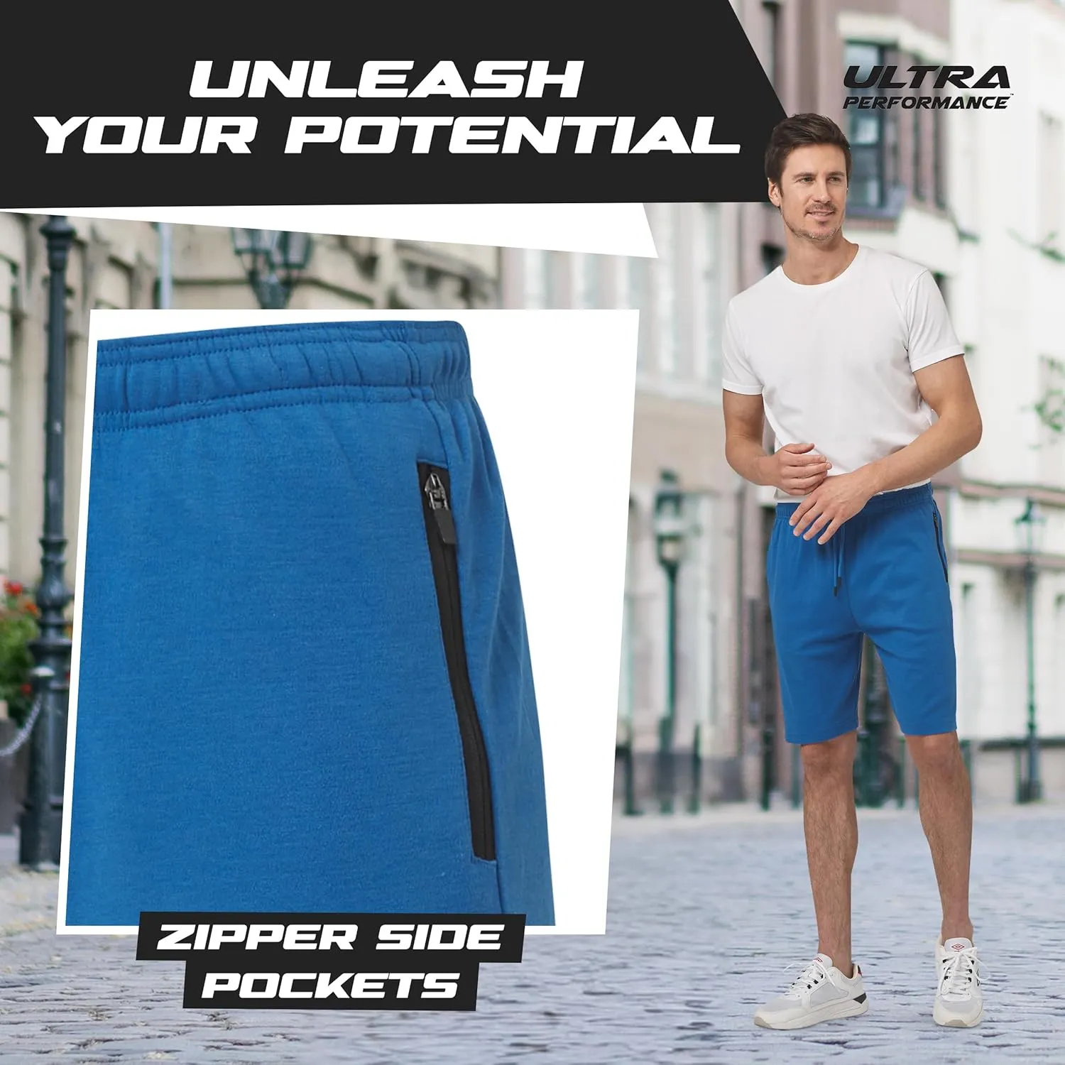 Ultra Performance 3 Pack Mens Shorts Casual Men's Athletic Short Workout Gym Shorts for Men with Zipper Pockets, Small - 5X