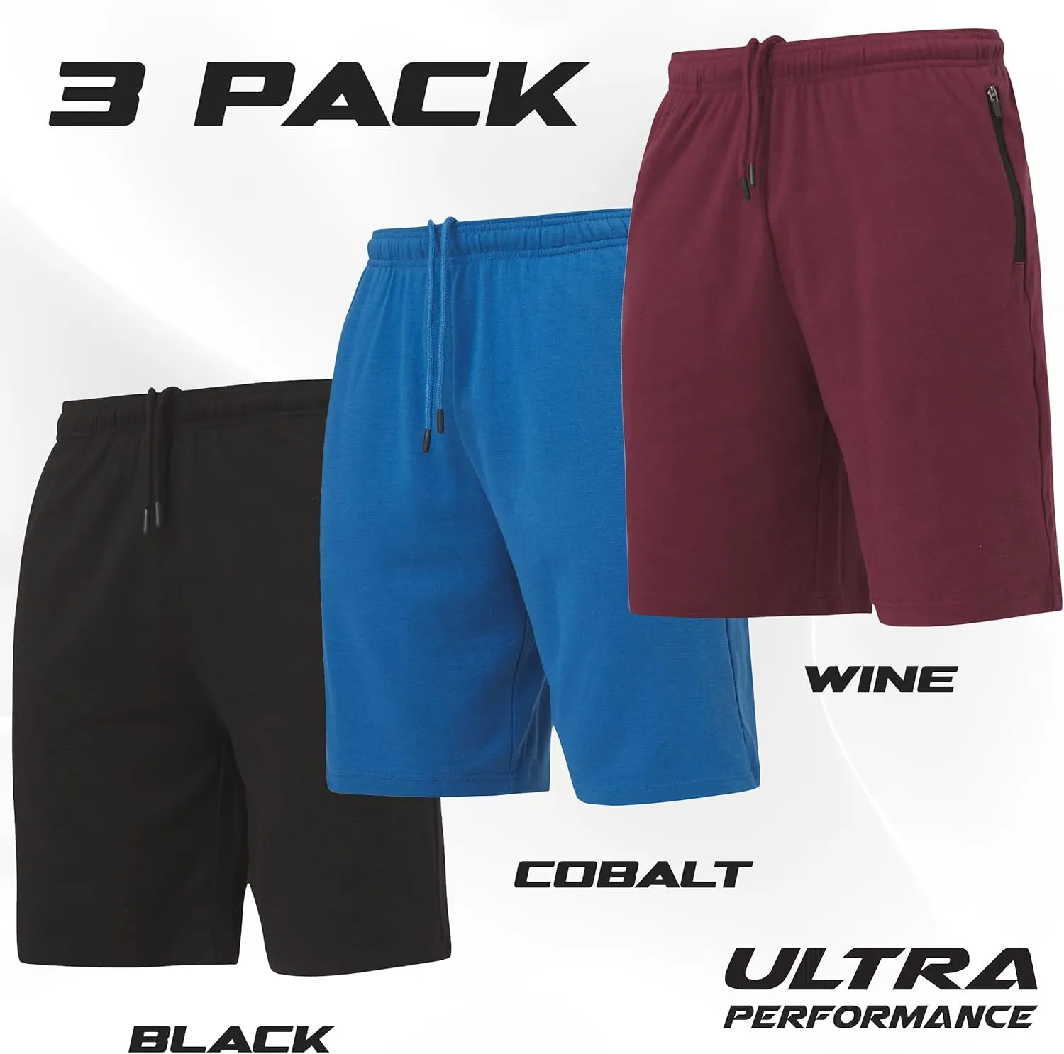 Ultra Performance 3 Pack Mens Shorts Casual Men's Athletic Short Workout Gym Shorts for Men with Zipper Pockets, Small - 5X