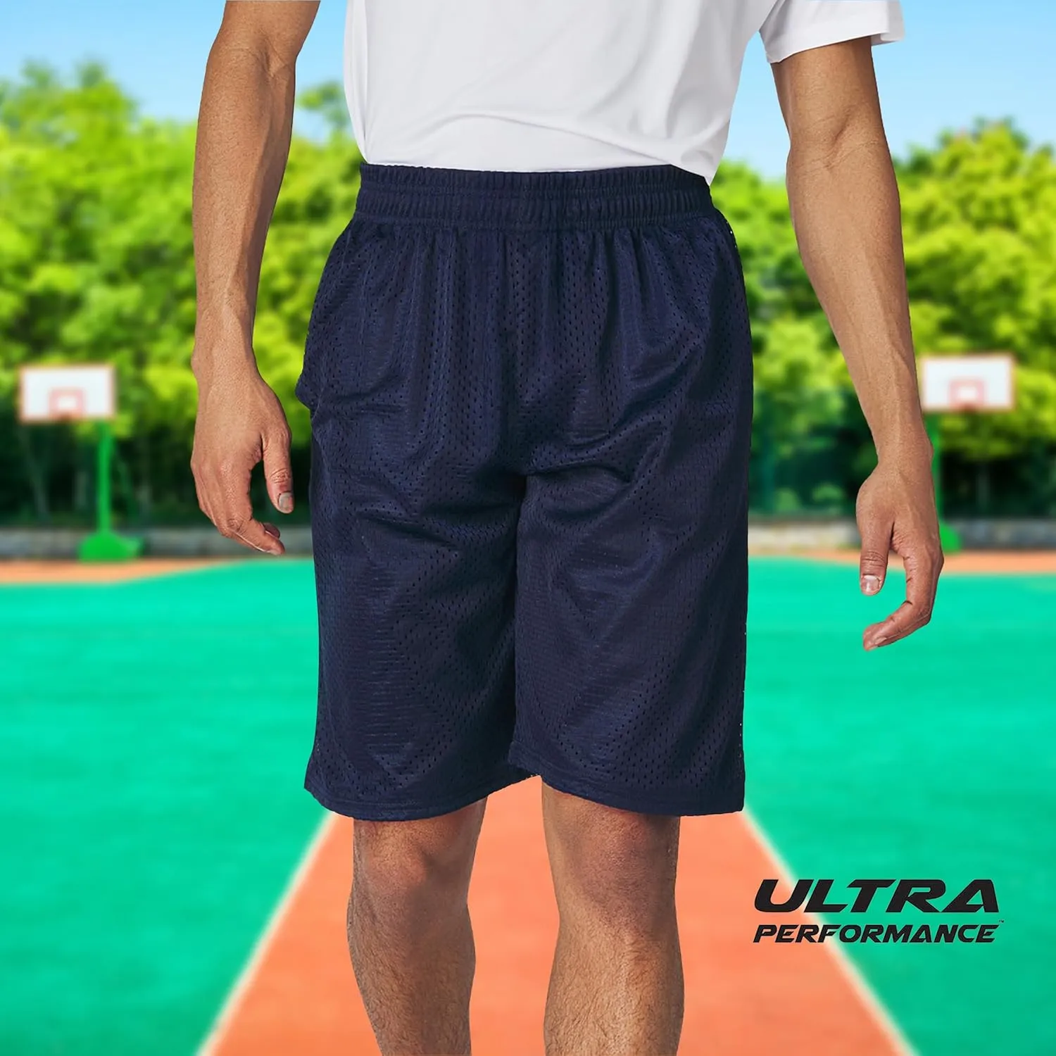 Ultra Performance Men's Athletic Mesh Short's 3 Pack Mens Basketball Shorts Gym Workout & Sport Short with Pockets for Men