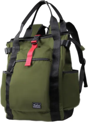 Unisex Laptop Tote Backpack Convertible Lightweight Nylon Water-Resistant Everyday Shoulder Tote bag Backpack with Water Bottle Pocket Work Travel, Army Green