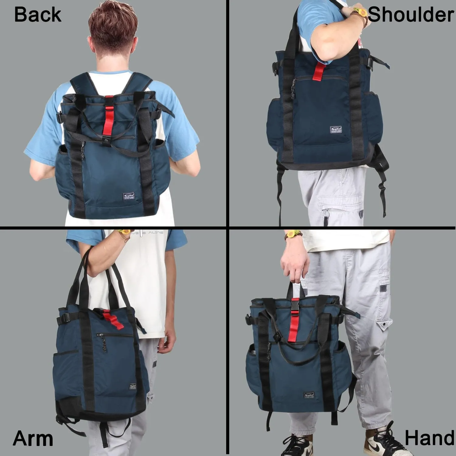 Unisex Laptop Tote Backpack Convertible Lightweight Nylon Water-Resistant Everyday Shoulder Tote bag Backpack with Water Bottle Pocket Work Travel, Blue Navy