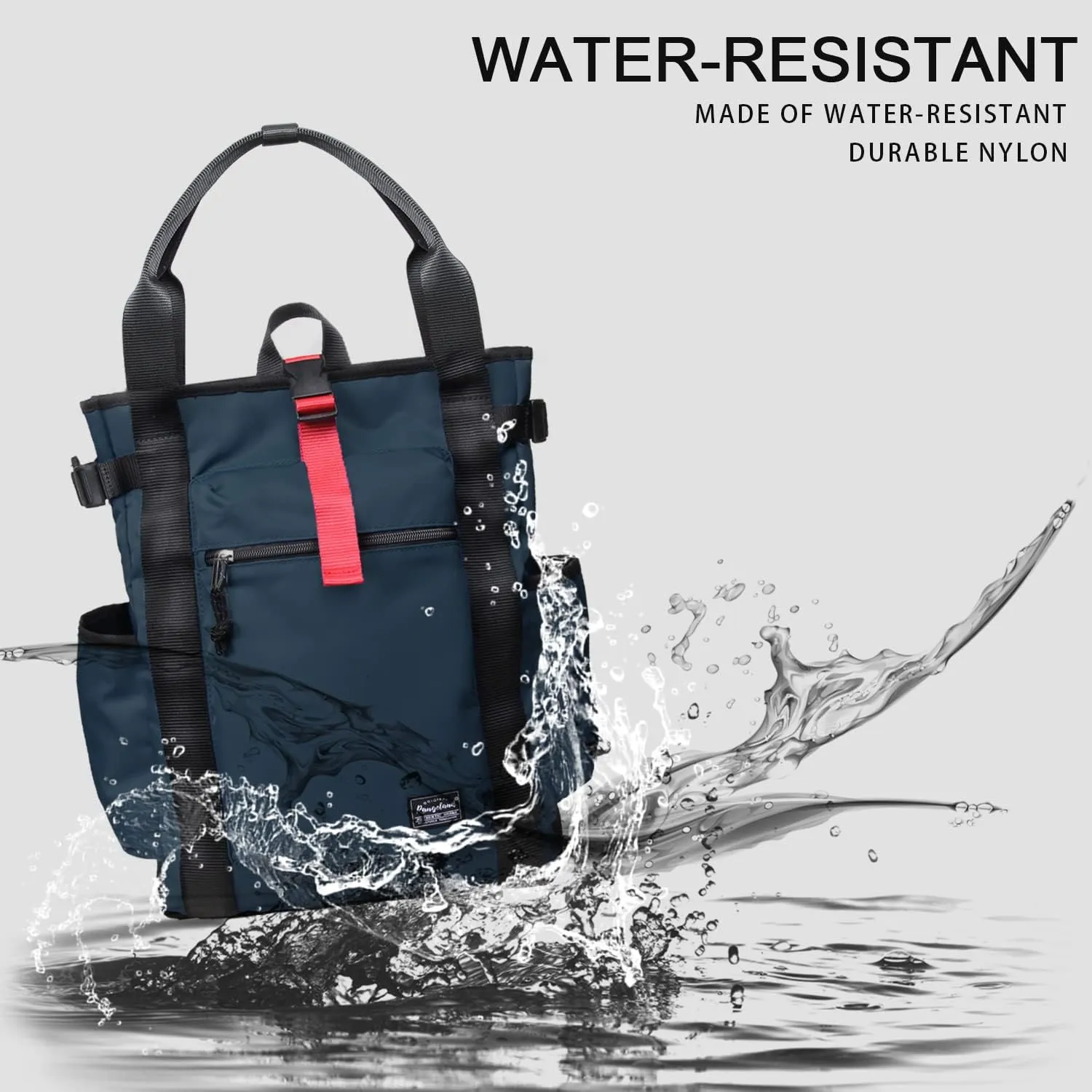 Unisex Laptop Tote Backpack Convertible Lightweight Nylon Water-Resistant Everyday Shoulder Tote bag Backpack with Water Bottle Pocket Work Travel, Blue Navy