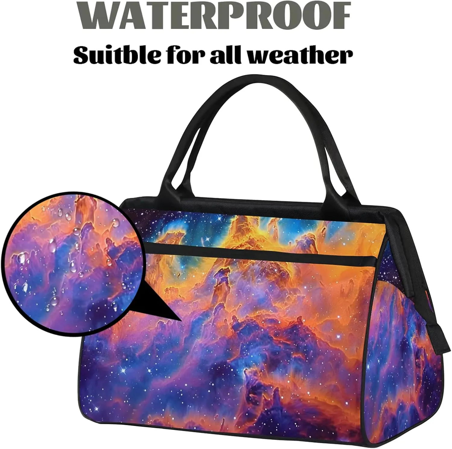 Universe Nebula Colorful Large Travel Duffel Bag Gym Tote Bag for Women Men Waterproof Weekend Overnight Bag Carry On Tote Luggage with Pocket Personal Item Bags Sports Bag fit Travel Sports Gym Yoga
