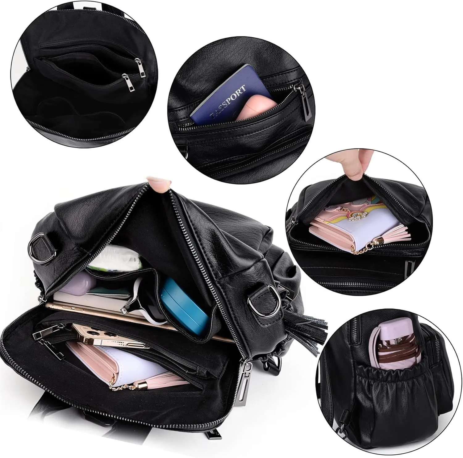 Uromee Backpack Purse for Women Small Vegan Leather Ladies Fashion Tassel Mini Travel Shoulder Bag Convertible