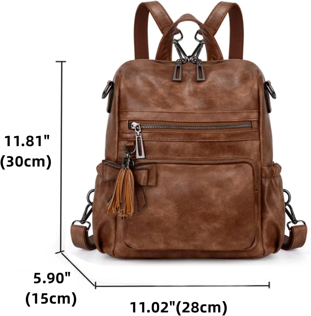 Uromee Backpack Purse for Women Small Vegan Leather Ladies Fashion Tassel Mini Travel Shoulder Bag Convertible