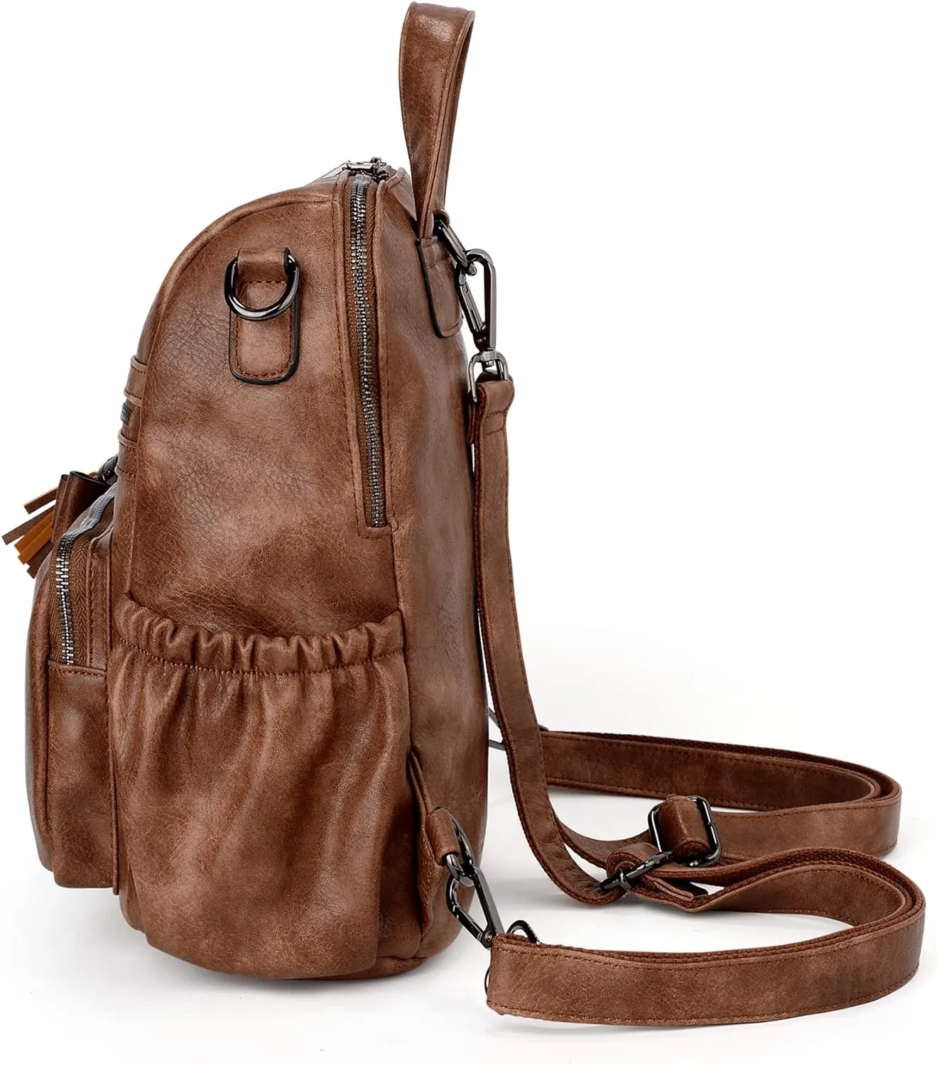 Uromee Backpack Purse for Women Small Vegan Leather Ladies Fashion Tassel Mini Travel Shoulder Bag Convertible