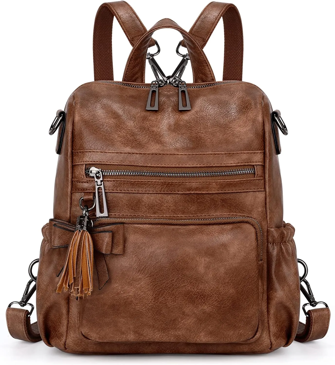 Uromee Backpack Purse for Women Small Vegan Leather Ladies Fashion Tassel Mini Travel Shoulder Bag Convertible