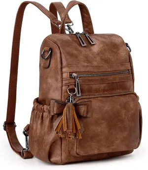 Uromee Backpack Purse for Women Small Vegan Leather Ladies Fashion Tassel Mini Travel Shoulder Bag Convertible