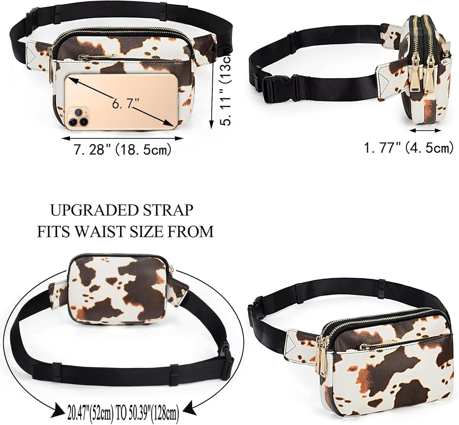 UTO Fanny Pack for Women Crossbody Trendy Fashion Belt Purse Chest Waist Hip Bumbag for Outdoor Shopping Travel Hiking