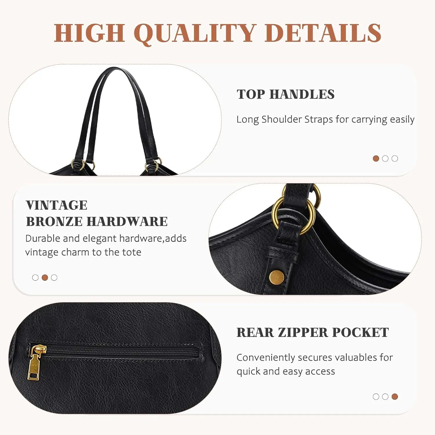 VASCHY Tote Bag Purse for Women, Fashion Large Vegan Leather Top Handle Satchel Shoulder Bag Handbag with Zipper for Work