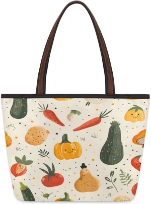 Vegetable Carrot Zucchini Tote Bag Tote Purse for Women with Zipper Womens Handbags for Work Travel