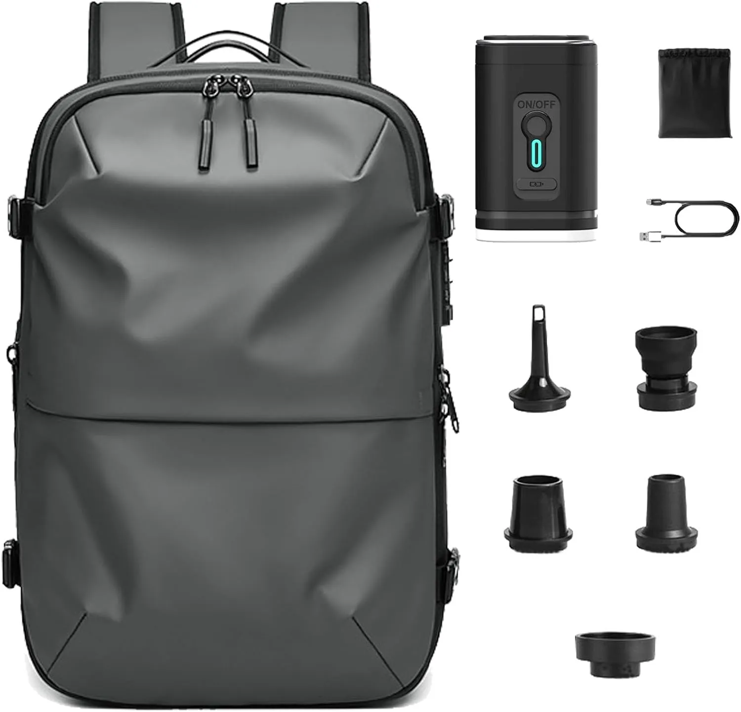 Veloussette Prestige Space Bag, Veloussette Backpack with with Pump, Water Resistant for Business, Travel (Gray)