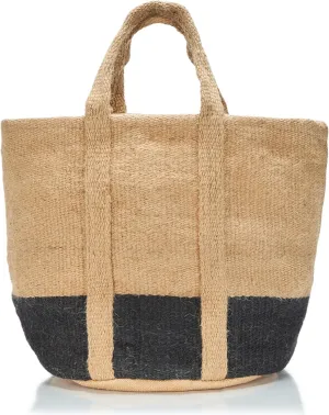 VELVET BY GRAHAM & SPENCER Dallas Basket Tote by Cleo Wade, Charcoal/Natural
