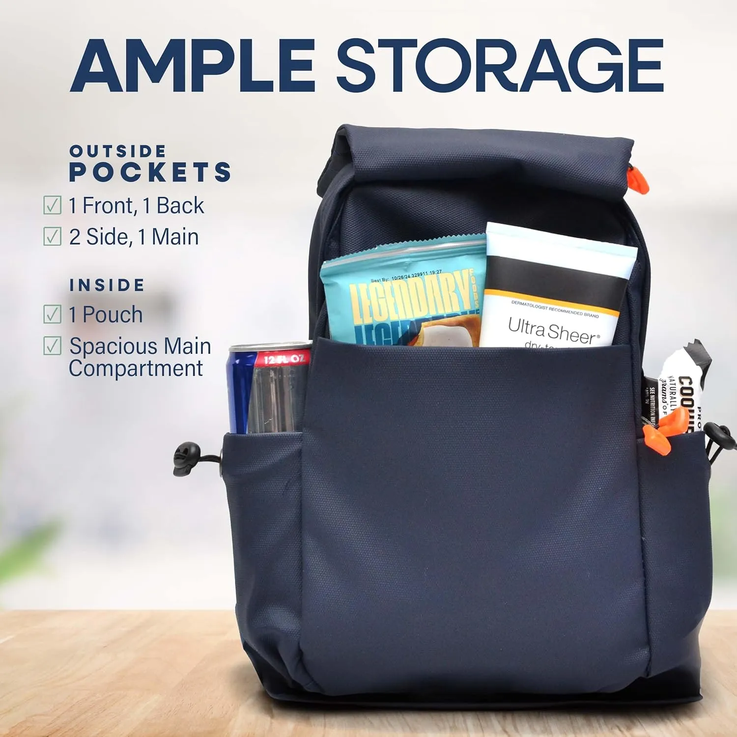 Venture Sling Bag for Men and Women - 11.5x9.5x3.5 Navy Blue Womens and Mens Crossbody Bag with Zippered Pockets