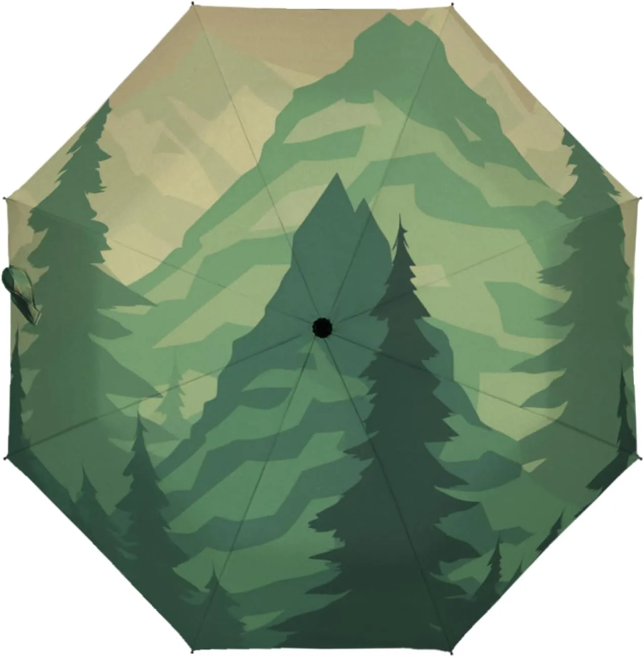 Verdant Summit Majesty Automatic 3-Fold Compact Umbrella with Windproof & UV Protection Water-Repellent Travel Umbrella Lightweight and Durable for Men & Women