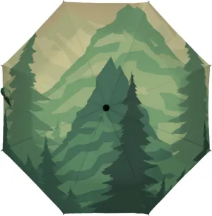 Verdant Summit Majesty Automatic 3-Fold Compact Umbrella with Windproof & UV Protection Water-Repellent Travel Umbrella Lightweight and Durable for Men & Women