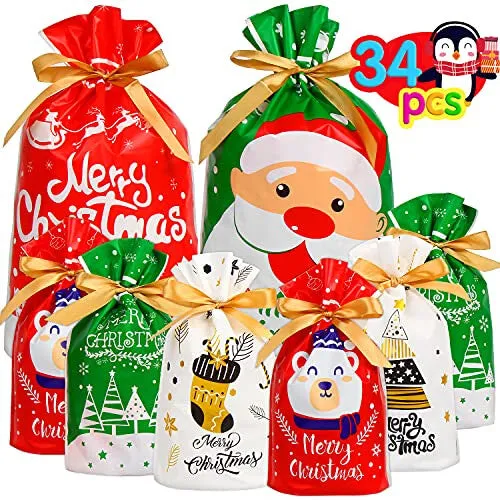 VEYLIN Christmas Drawstring Bags 34 PCS