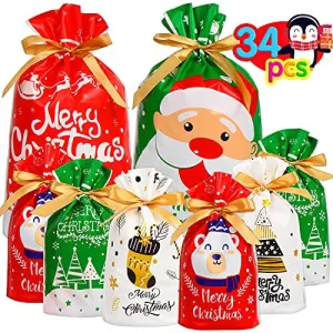 VEYLIN Christmas Drawstring Bags 34 PCS