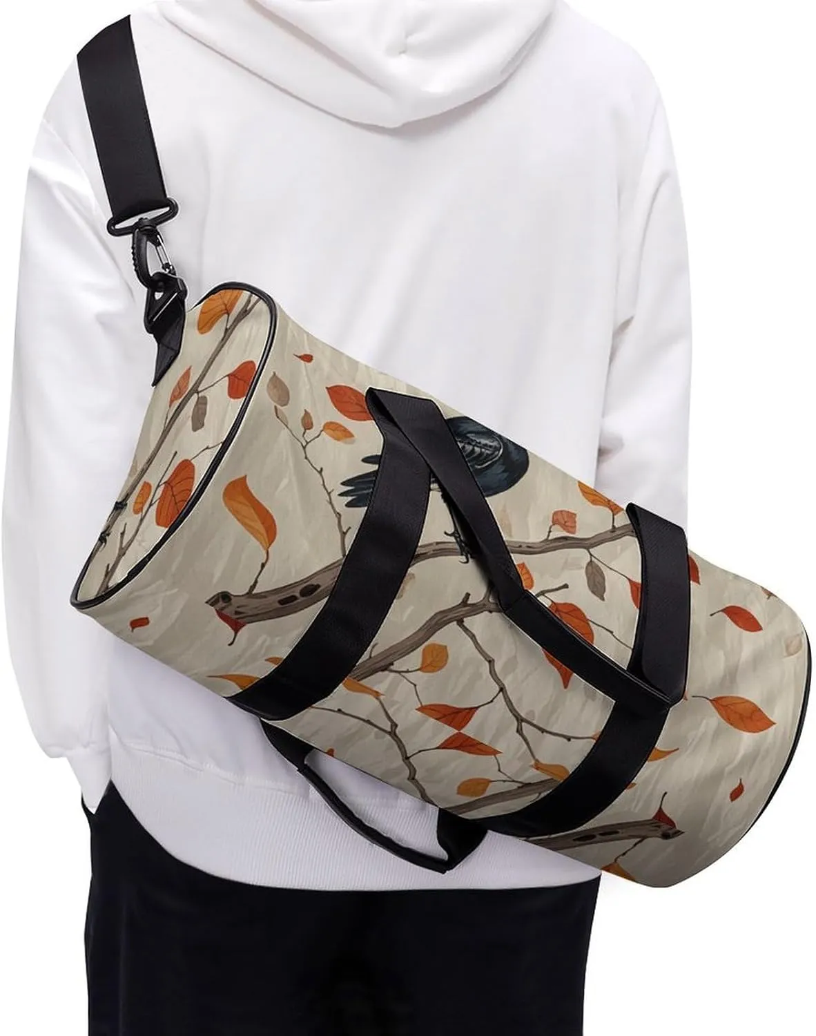 Victorian Raven Gym Bag Small Travel Duffle Bag with Compartment Carry On Weekender Bag for Women Men
