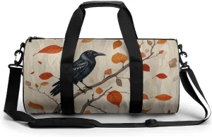 Victorian Raven Gym Bag Small Travel Duffle Bag with Compartment Carry On Weekender Bag for Women Men