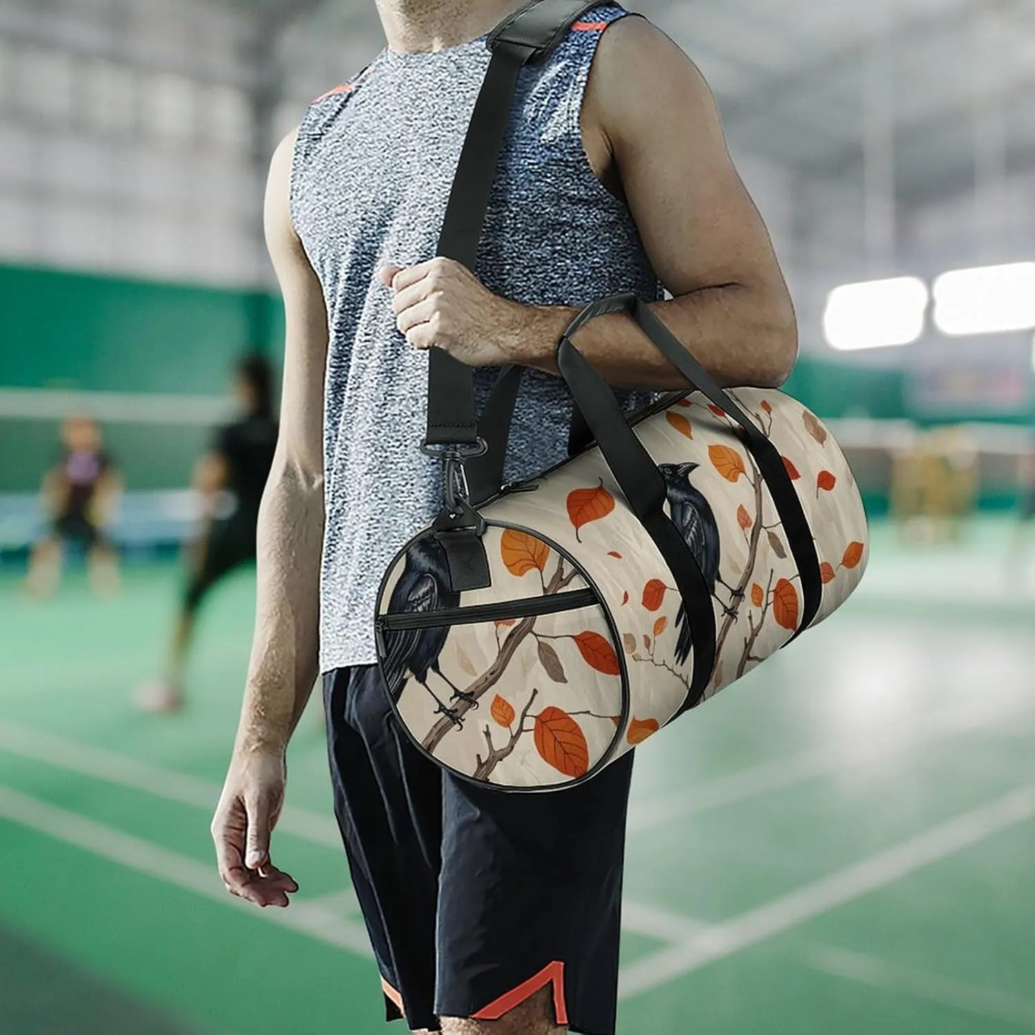 Victorian Raven Gym Bag Small Travel Duffle Bag with Compartment Carry On Weekender Bag for Women Men