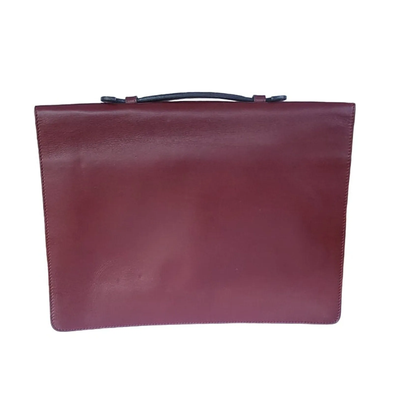 Vintage Cartier Briefcase Satchel Bordeaux Leather Gold Hardware w/Dustbag