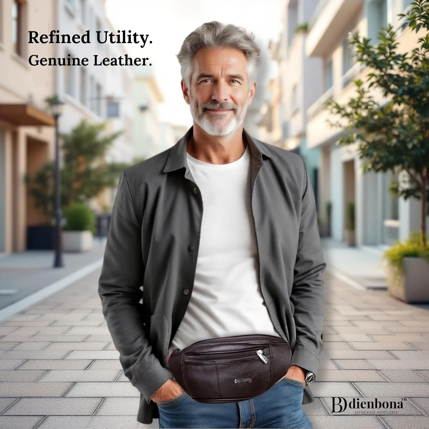 Vintage Genuine Leather Fanny Pack with Key Ring – Spacious Crossbody Sling Bag for Men and Women, Ideal for everyday carry and Travel (Mahogany Brown)