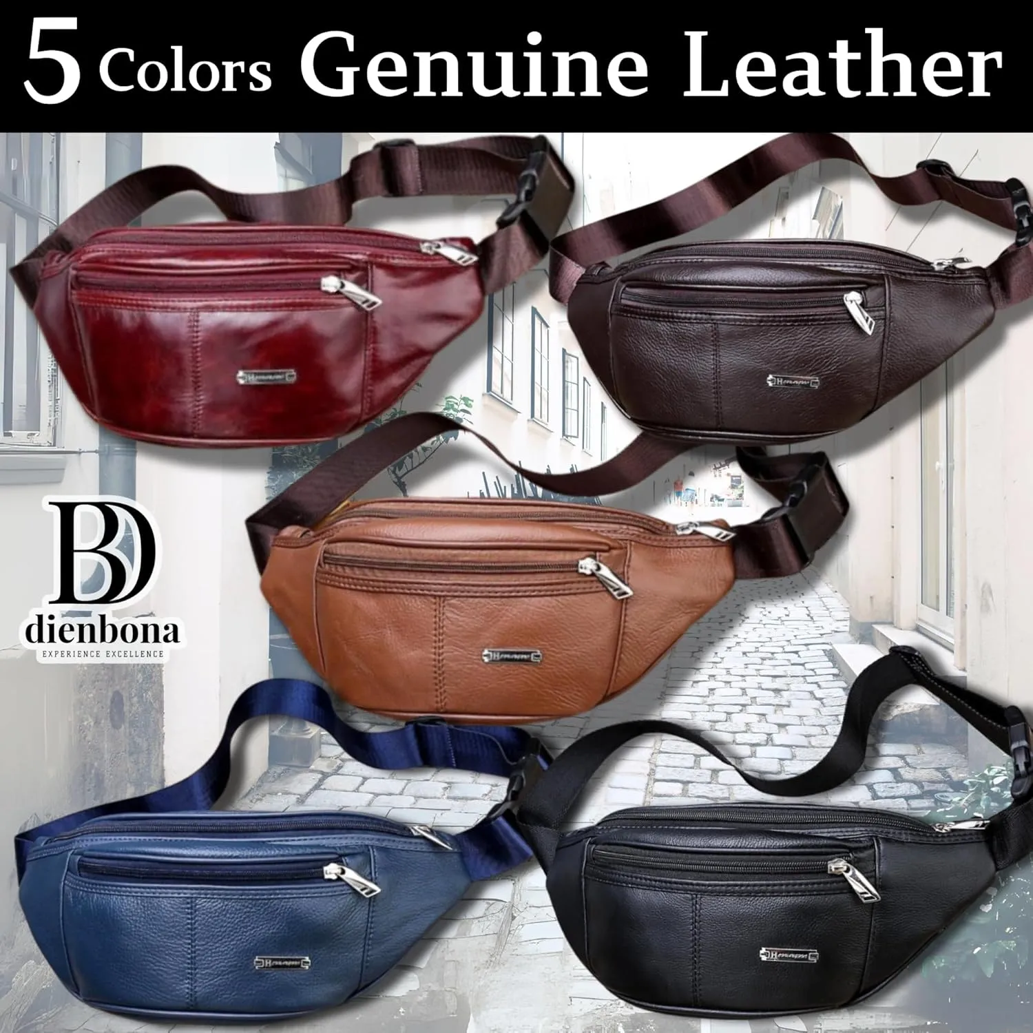 Vintage Genuine Leather Fanny Pack with Key Ring – Spacious Crossbody Sling Bag for Men and Women, Ideal for everyday carry and Travel (Mahogany Brown)