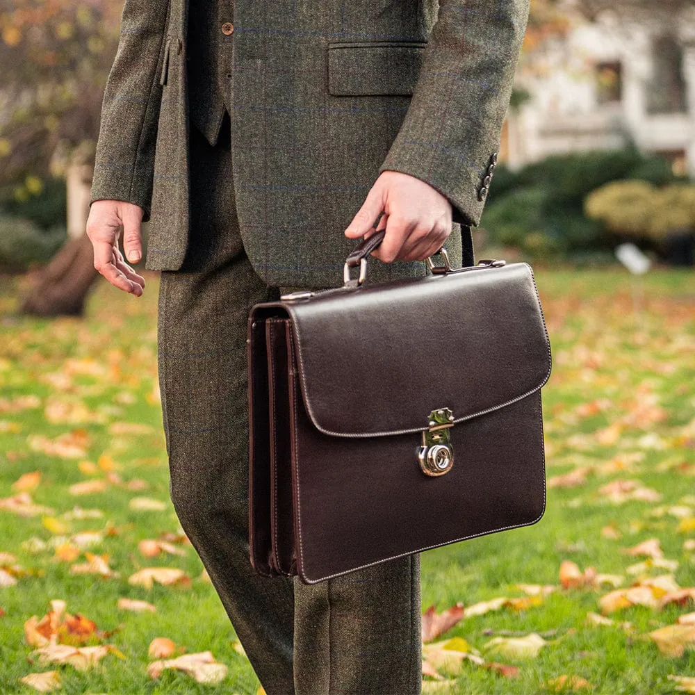 Vintage Leather Harvard Briefcase - Brown