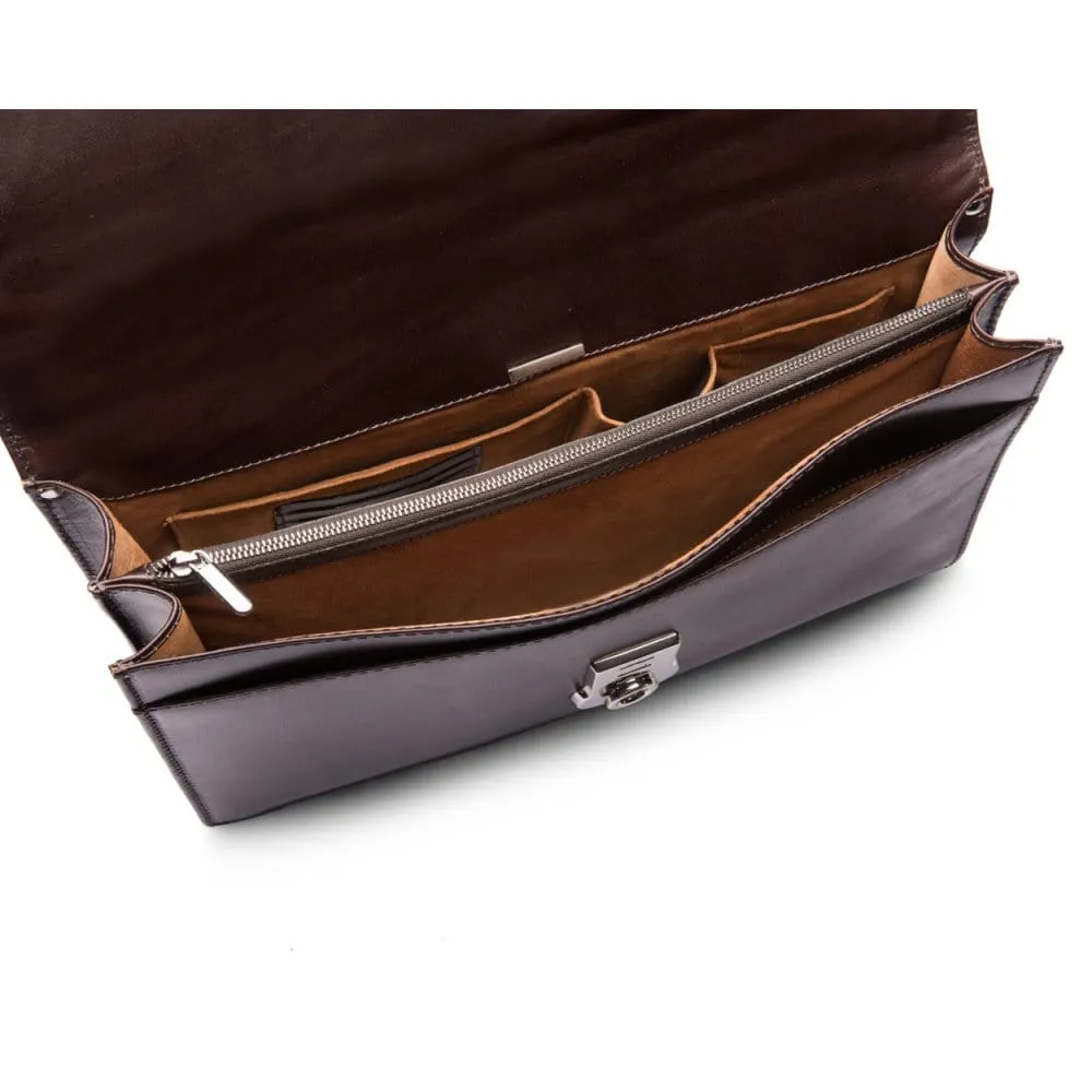 Vintage Leather Harvard Briefcase - Brown