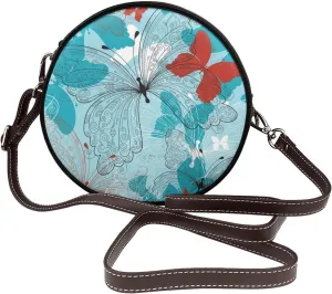 Vintage PU Leather Crossbody Purse Satchel, Small Cute Crossbody Round Bags for Women Sling Shoulder Bag