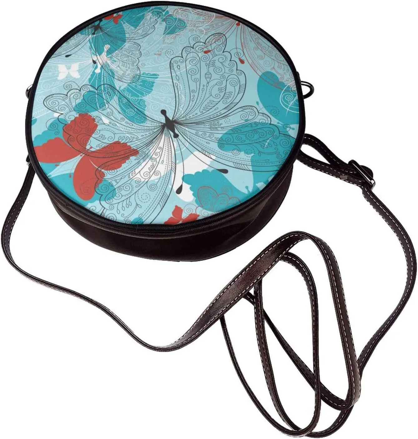 Vintage PU Leather Crossbody Purse Satchel, Small Cute Crossbody Round Bags for Women Sling Shoulder Bag