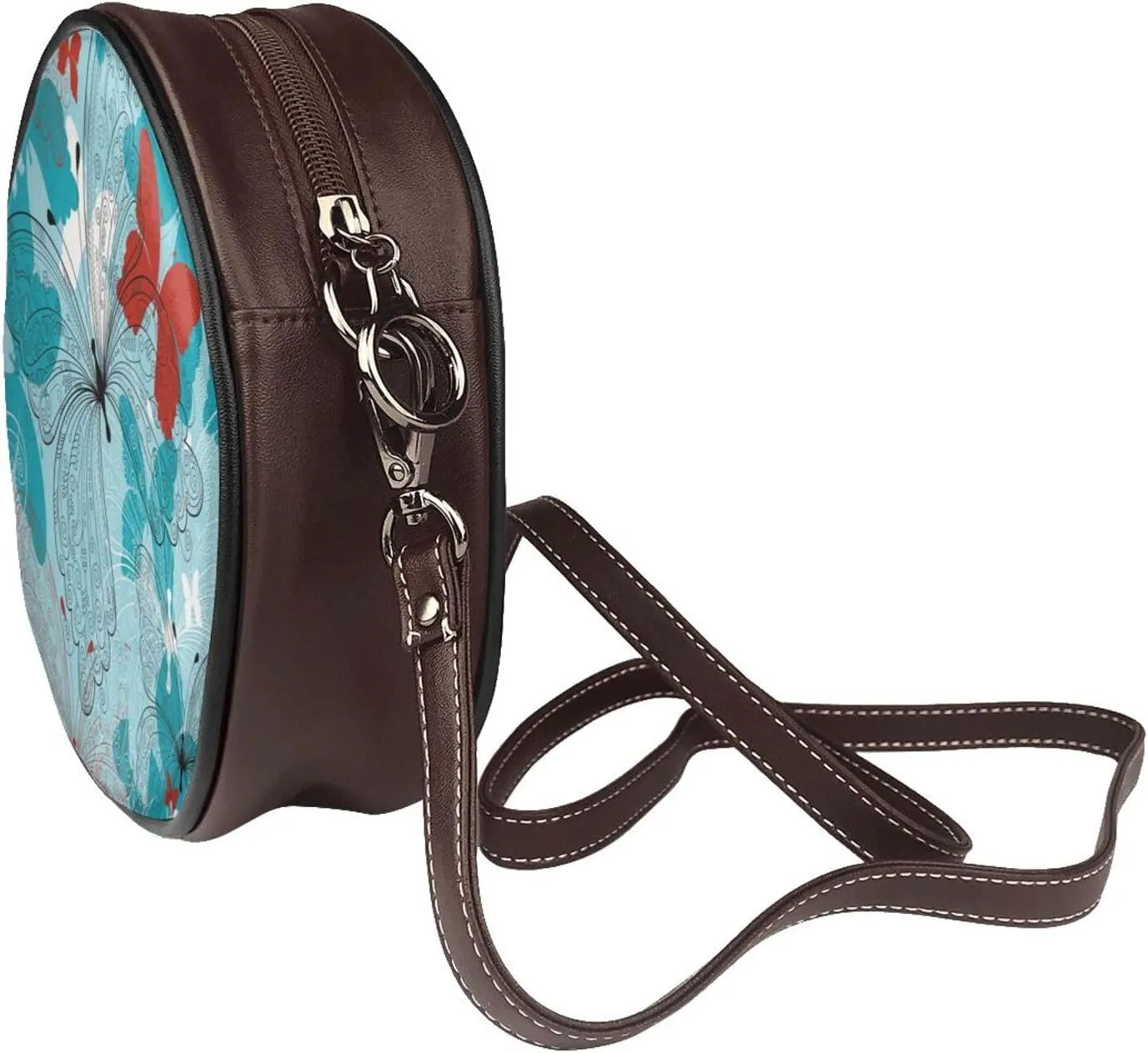 Vintage PU Leather Crossbody Purse Satchel, Small Cute Crossbody Round Bags for Women Sling Shoulder Bag