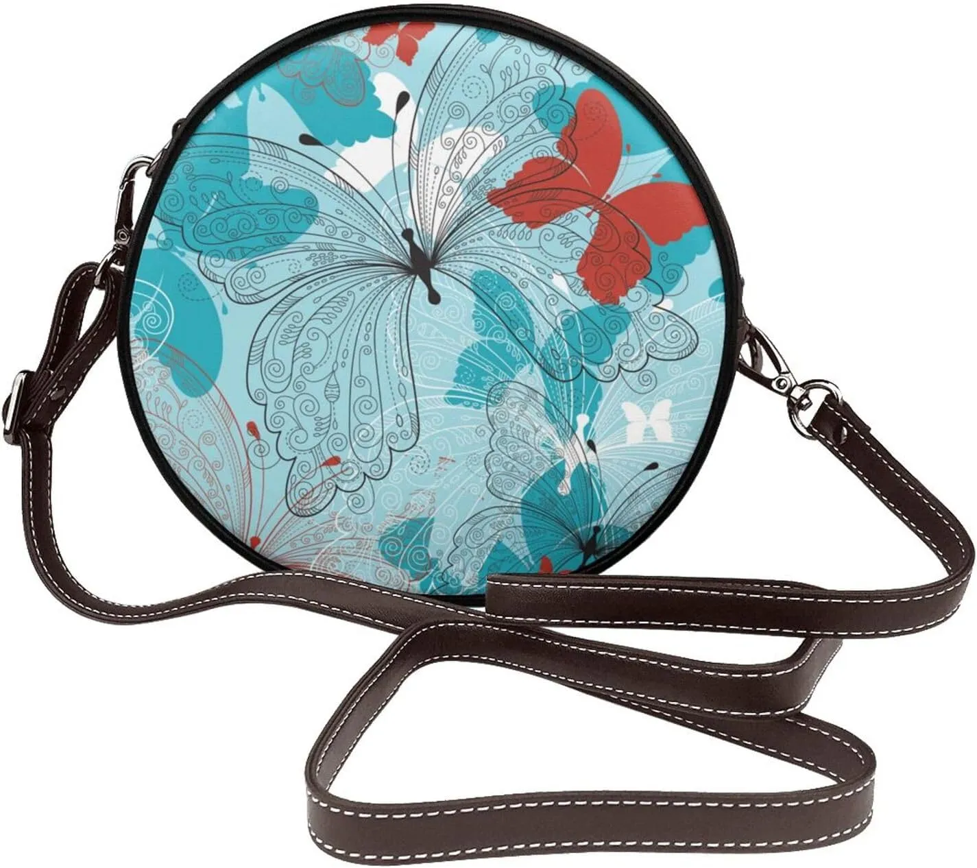 Vintage PU Leather Crossbody Purse Satchel, Small Cute Crossbody Round Bags for Women Sling Shoulder Bag