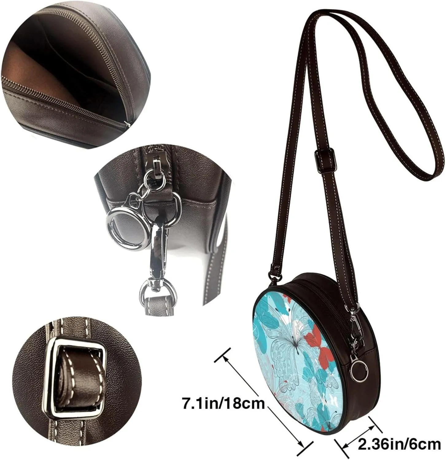 Vintage PU Leather Crossbody Purse Satchel, Small Cute Crossbody Round Bags for Women Sling Shoulder Bag
