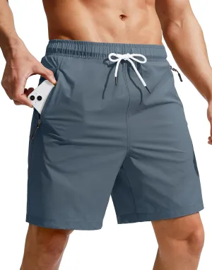 Viodia Men's Swim Trunks with Compression Liner Quick Dry Board Shorts Swimsuit Swimwear for Men with Zipper Pockets