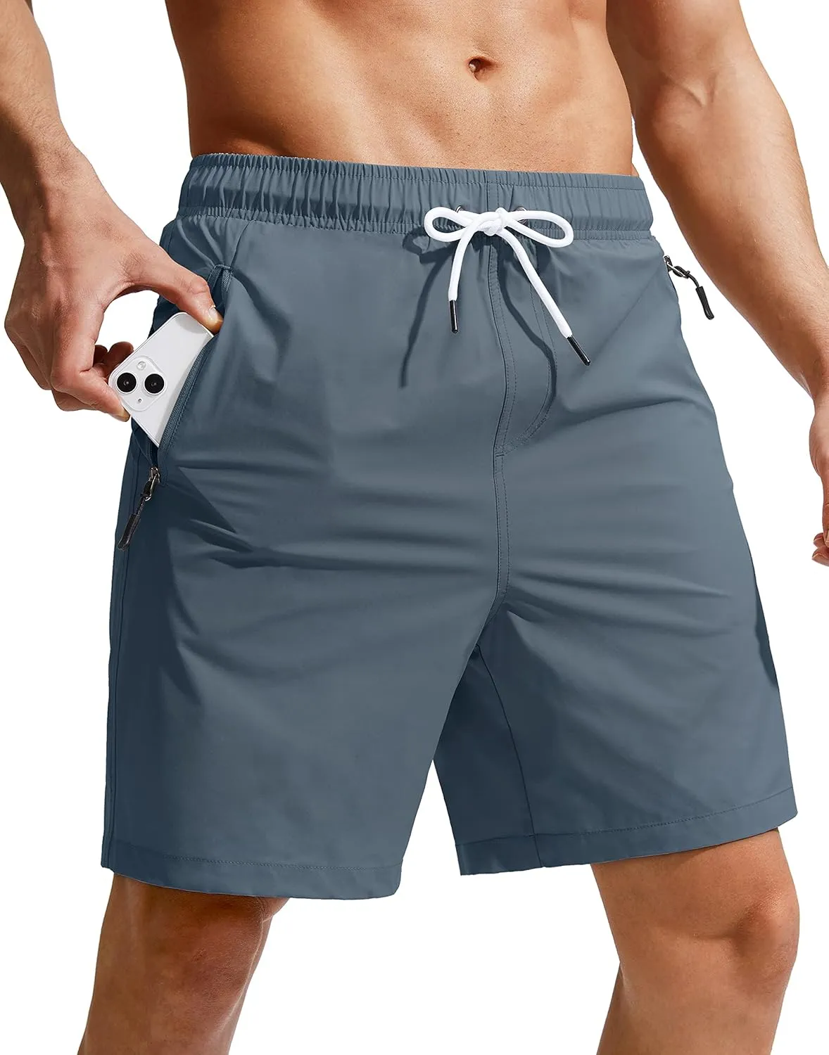 Viodia Men's Swim Trunks with Compression Liner Quick Dry Board Shorts Swimsuit Swimwear for Men with Zipper Pockets
