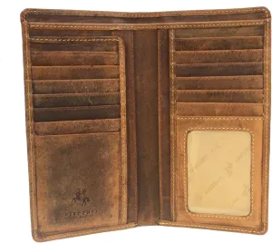 Visconti 724 Hunter Distressed Brown Leather Tall Bi-fold Wallet for Home, Business, or Travel 7"x 4"x 1" (Oil Tan)