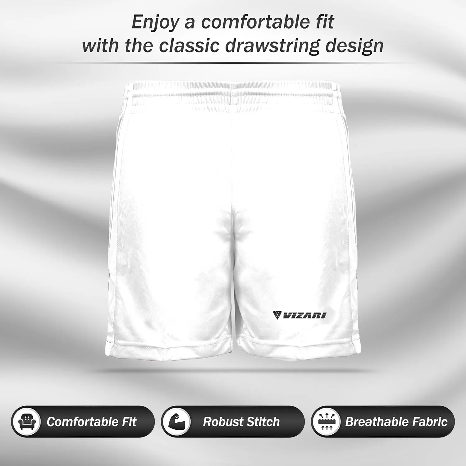 Vizari Athletic Shorts for Youth | Breathable Polyester Perfect for Soccer, Gym, Running, and Sports Play