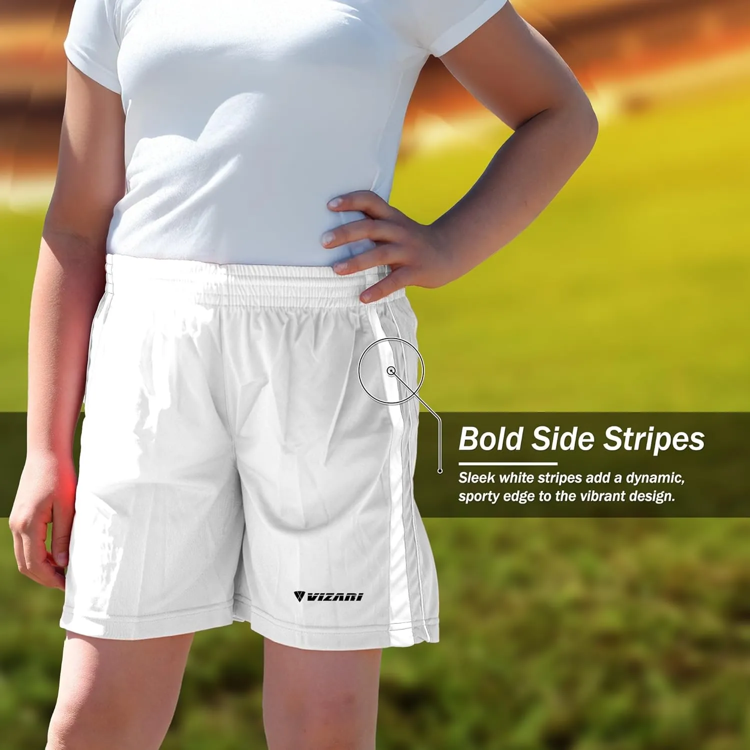 Vizari Athletic Shorts for Youth | Breathable Polyester Perfect for Soccer, Gym, Running, and Sports Play
