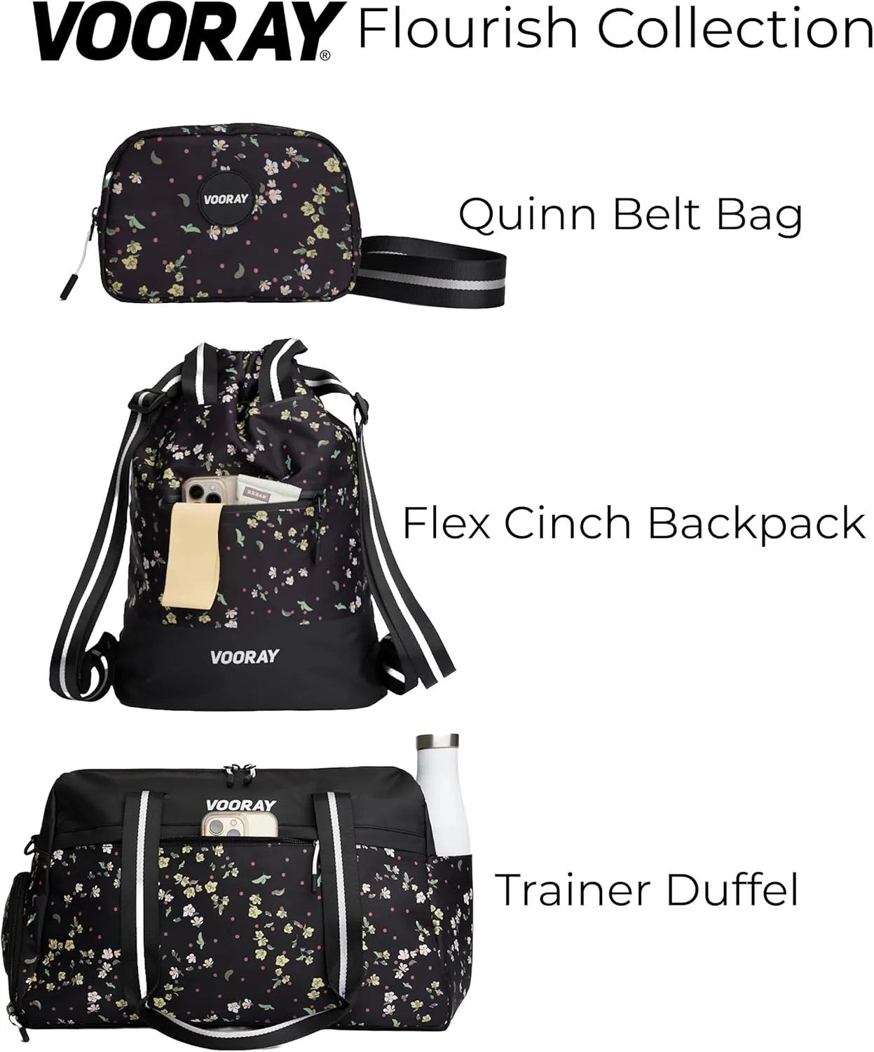 VOORAY 23L Flex Cinch Drawstring Backpack – Lightweight Travel Bag, Weekender & Sports Gym Bag for Women and Men