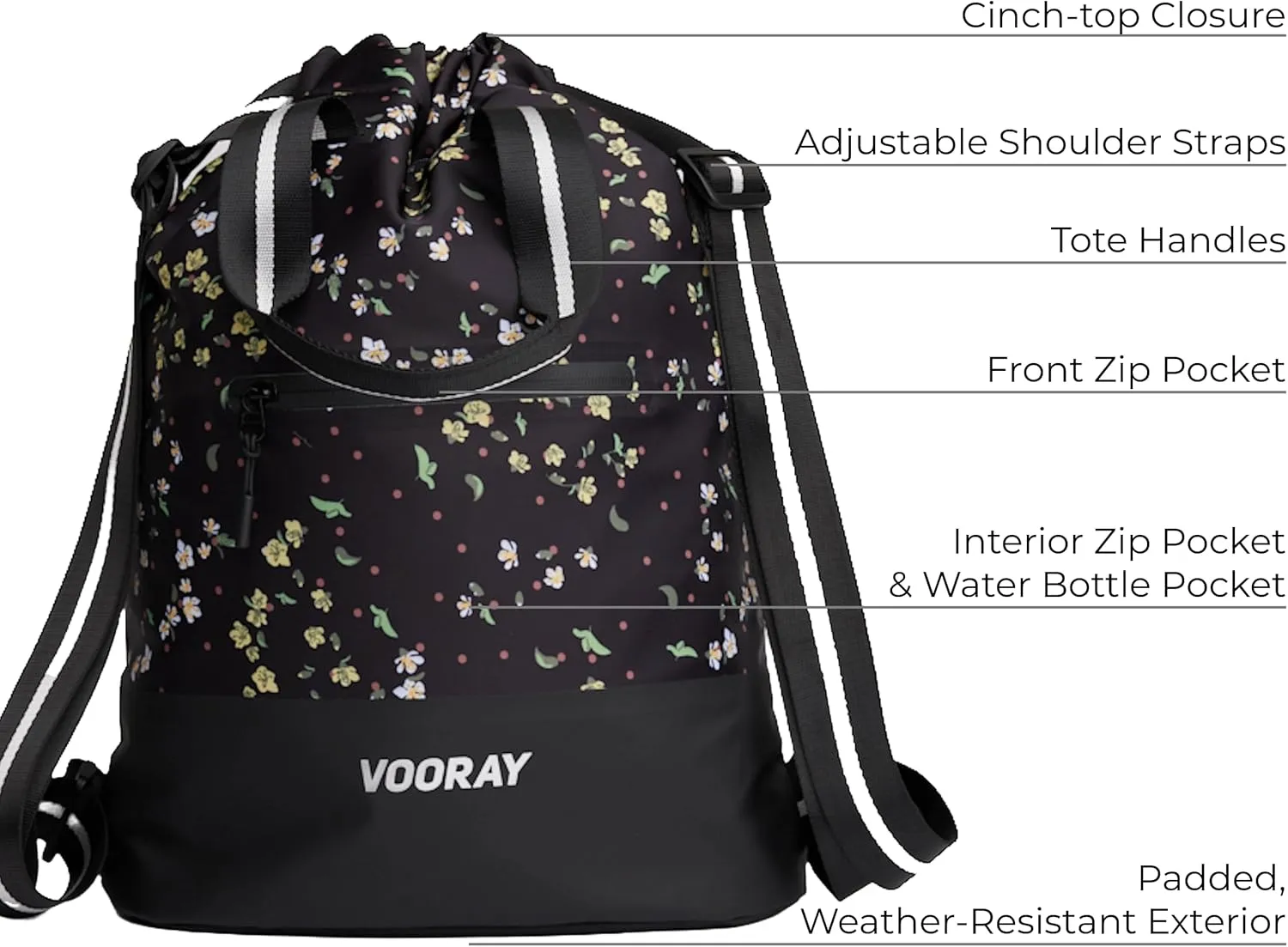 VOORAY 23L Flex Cinch Drawstring Backpack – Lightweight Travel Bag, Weekender & Sports Gym Bag for Women and Men